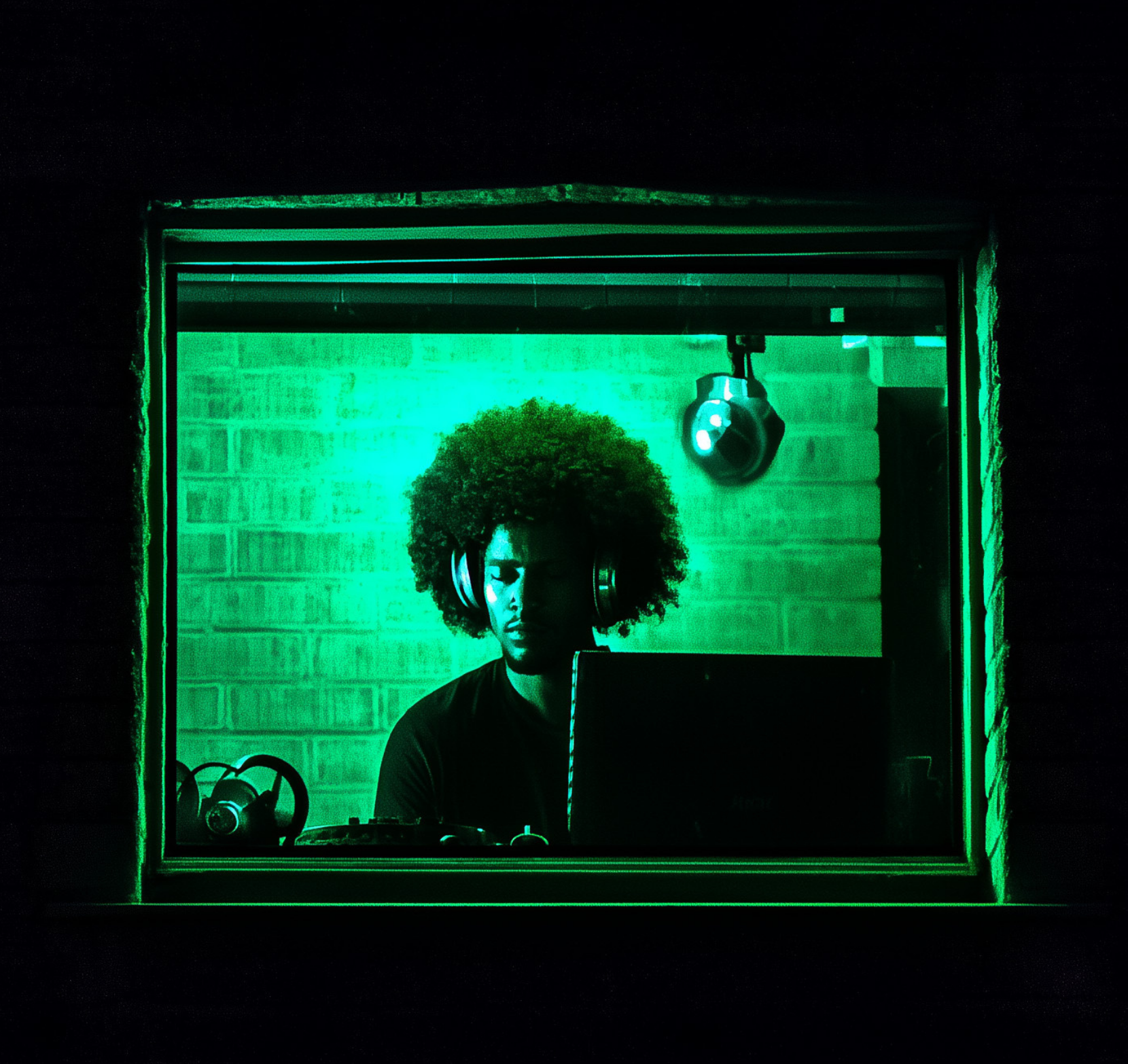 DJ image as part of sonder installation in Yaletown